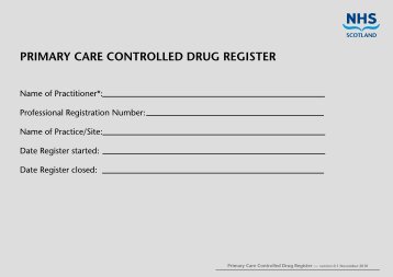 PRIMARY CARE CONTROLLED DRUG REGISTER