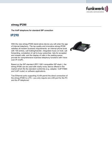 Elmeg IP290 Datasheet - VoipAndGo