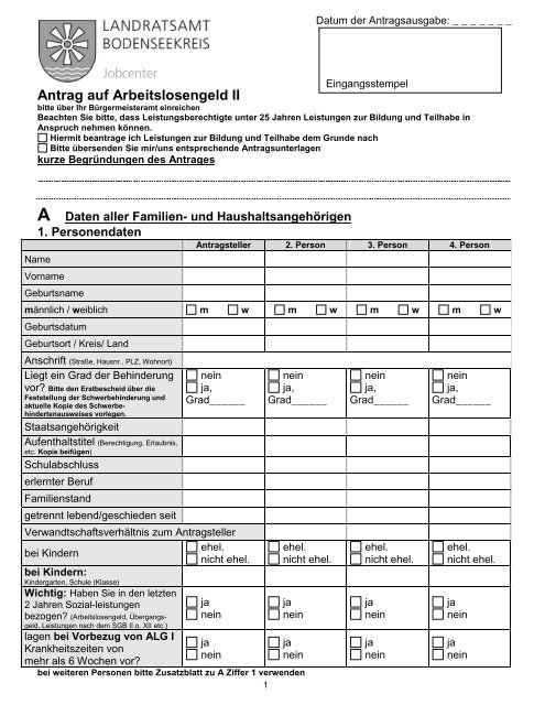 Antrag auf Gewährung von sozialen Leistungen