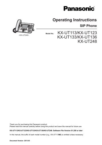 KX-UT1xx_248NE_Operating Instructions - ProVu Communications