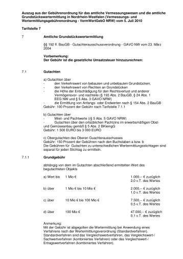 und Wertermittlungsgebührenordnung NRW - Lippstadt