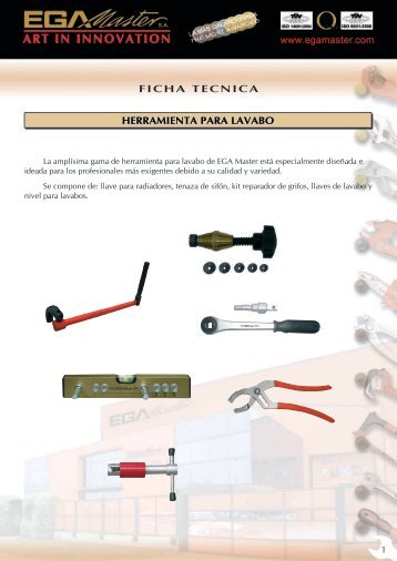 FICHA TECNICA HERRAMIENTA PARA LAVABO - Ega Master