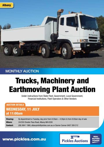 Trucks, Machinery and Earthmoving Plant Auction - Pickles Auctions