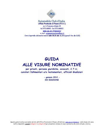 GUIDA ALLE VISURE NOMINATIVE - Network Uffici Provinciali ACI