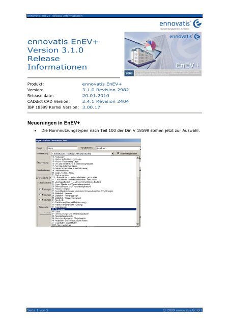ennovatis EnEV+ Version 3.1.0 Release ... - CATS Software GmbH