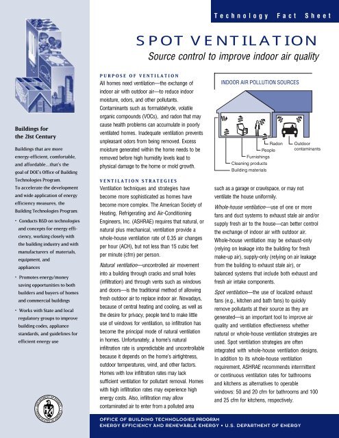 Spot Ventilation: Source control to improve indoor air quality