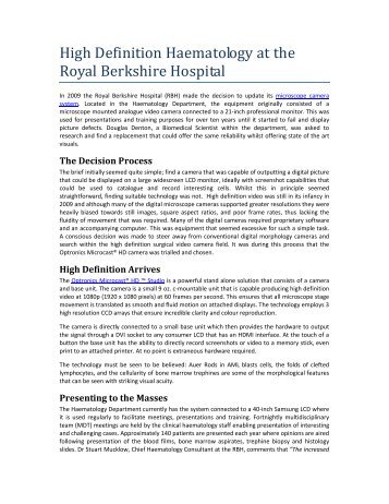 High Definition Haematology at the Royal Berkshire Hospital