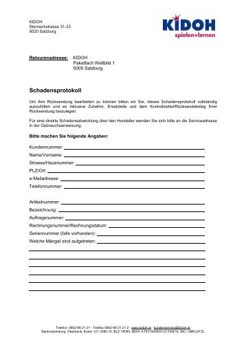 Schadensprotokoll hier als PDF downloaden - Kidoh.at