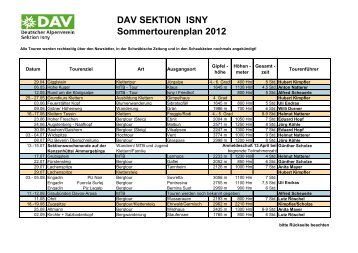 DAV SEKTION ISNY Sommertourenplan 2012