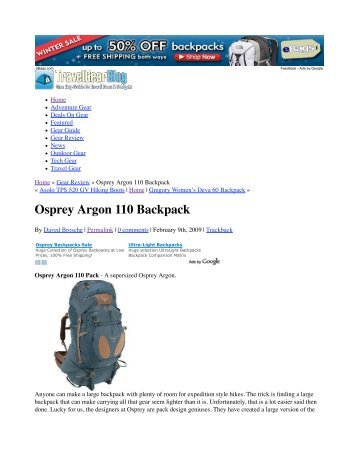 Osprey Argon 110 Backpack - Gear Review ... - Osprey Packs, Inc