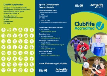 Sports Development Contact Details ClubFife Application