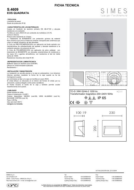 S.4609 IP 65 - SIMES SpA