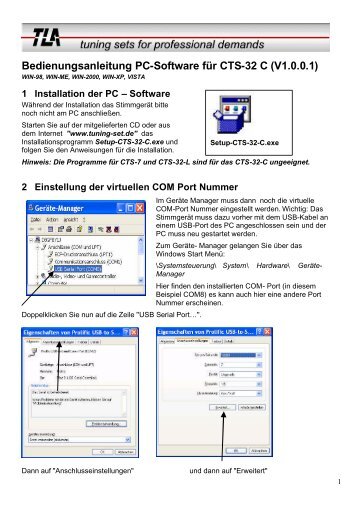 Bedienungsanleitung PC-Software fÃ¼r CTS-32 C (V1 ... - tuning-set.de