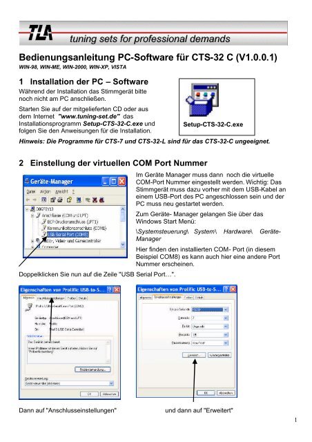 Bedienungsanleitung PC-Software fÃ¼r CTS-32 C (V1 ... - tuning-set.de