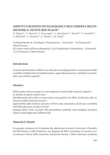 Aspetti cognitivi ed ecografici nell'atrofia multisistemica - Limpe