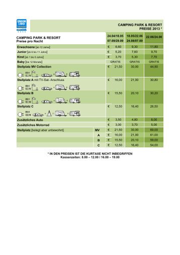 LISTINO PREZZI CAMPING DE 2013.pdf - Camping Union Lido ...