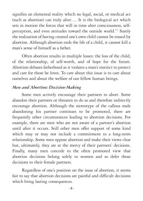 MEN AND ABORTION: - Knights of Columbus, Supreme Council