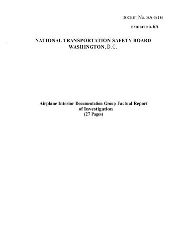 Airplane Interior Documentation Group Factual Report