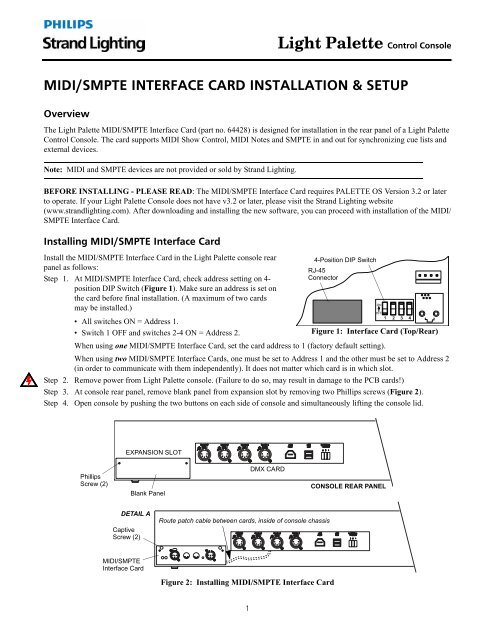 midi/smpte interface card installation & setup - Strand Lighting