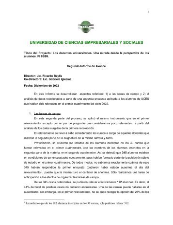 Segundo Informe de Avance. Los docentes universitarios ... - UCES