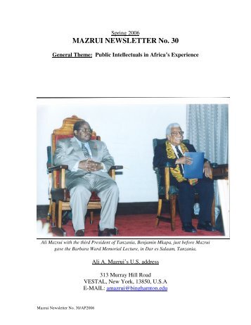 MAZRUI NEWSLETTER No. 30 - Binghamton University