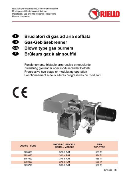 Bruciatori di gas ad aria soffiata Gas ... - Riello Burners