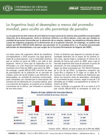 La Argentina bajó el desempleo a menos del promedio ... - UCES