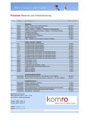 Preisliste Material und Arbeitsleistung - KomRo