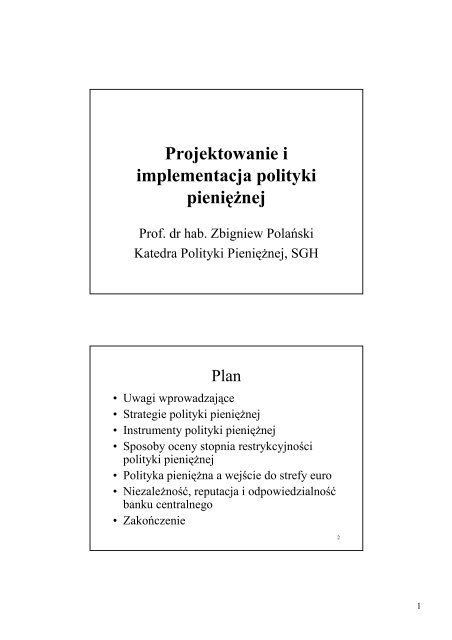 Projektowanie i implementacja polityki pieniÃ„Â™Ã…Â¼nej