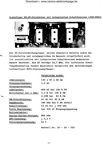 GÃ¶rler 322 - 0050; Schaltbild ZF - VerstÃ¤rker - Rainers ...