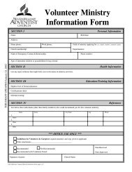 Volunteer Ministry Information Form