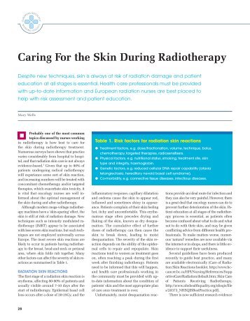Caring For the Skin During Radiotherapy - the European Oncology ...