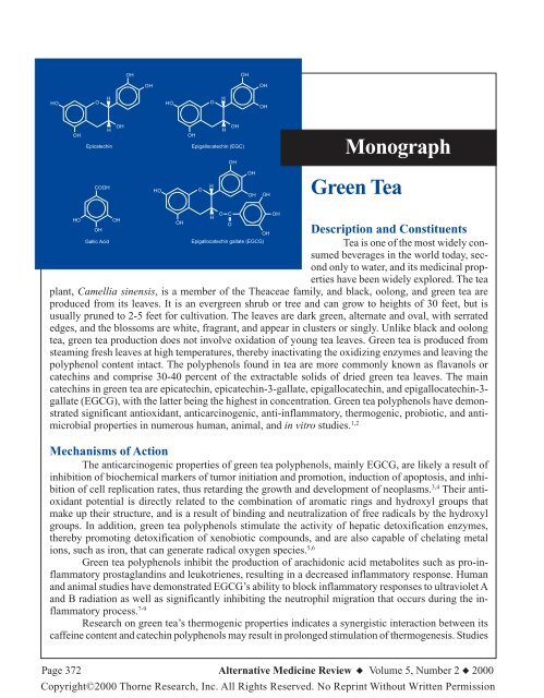 Green Tea Monograph - Thorne Research