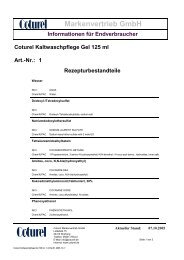 Informationen für Endverbraucher Coturel Kaltwaschpflege Gel 125 ...