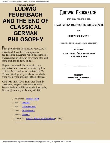Ludwig Feuerbach and the End of Classical German Philosophy