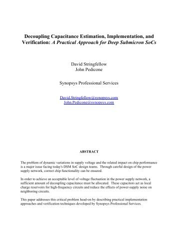 Decoupling Capacitance Estimation, Implementation ... - Synopsys