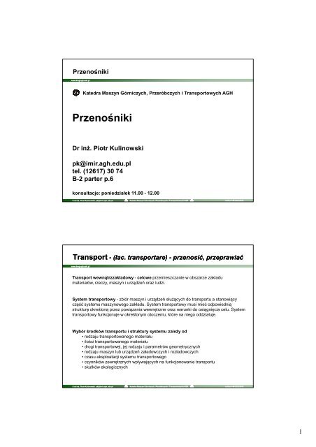 P_przenosniki - kmg.agh.edu.pl - AGH