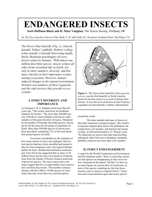 ENDANGERED INSECTS - The Xerces Society