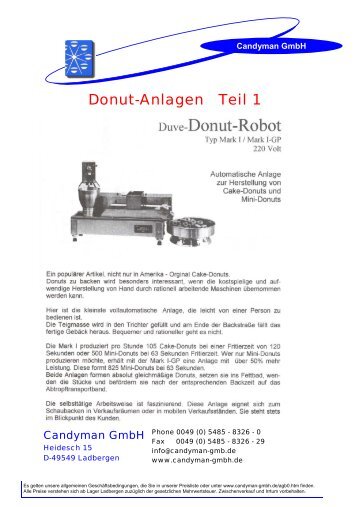 Donut-Anlagen Teil 1 - Candyman GmbH