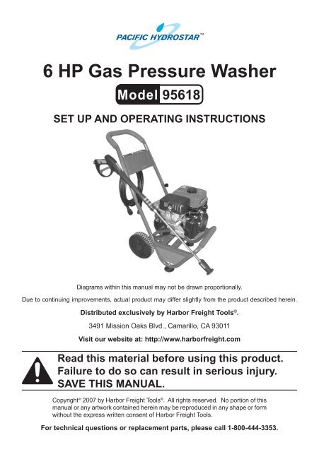 6 HP Gas Pressure Washer Harbor Freight Tools