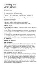 Attendance Allowance, Carer's Allowance and Carer's Credit