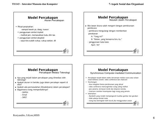 Aspek Sosial & Organisasi