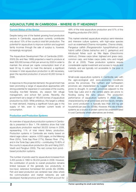 Aquaculture for the Poor in Cambodia - World Fish Center