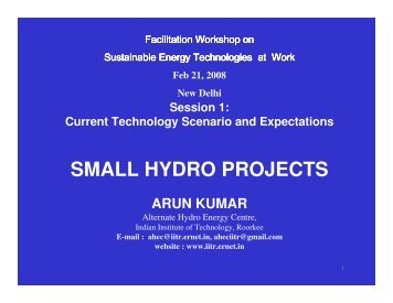 small hydro projects - SETatWork - Sustainable Energy Technology ...