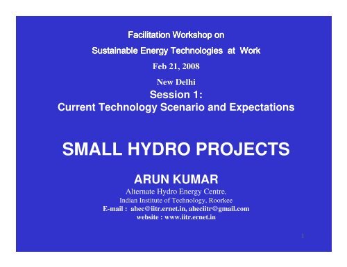 small hydro projects - SETatWork - Sustainable Energy Technology ...