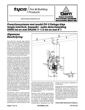 Preaction System with Model DV-5 Deluge Valve Preactionsysteem ...