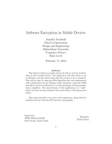 Software Encryption in Mobile Devices - Research