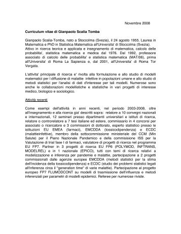 Novembre 2008 Curriculum vitae di Gianpaolo Scalia Tomba ...