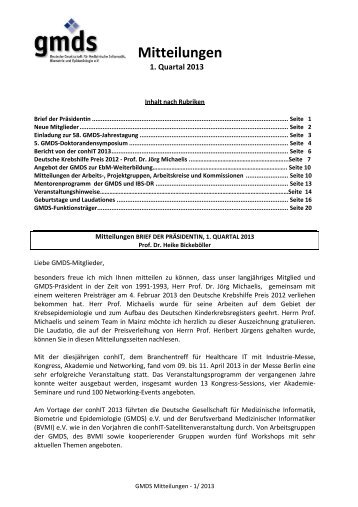 Mitteilungsseiten 1 / 2013 - GMDS