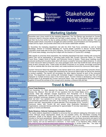 Stakeholder Newsletter - Tourism Vancouver Island